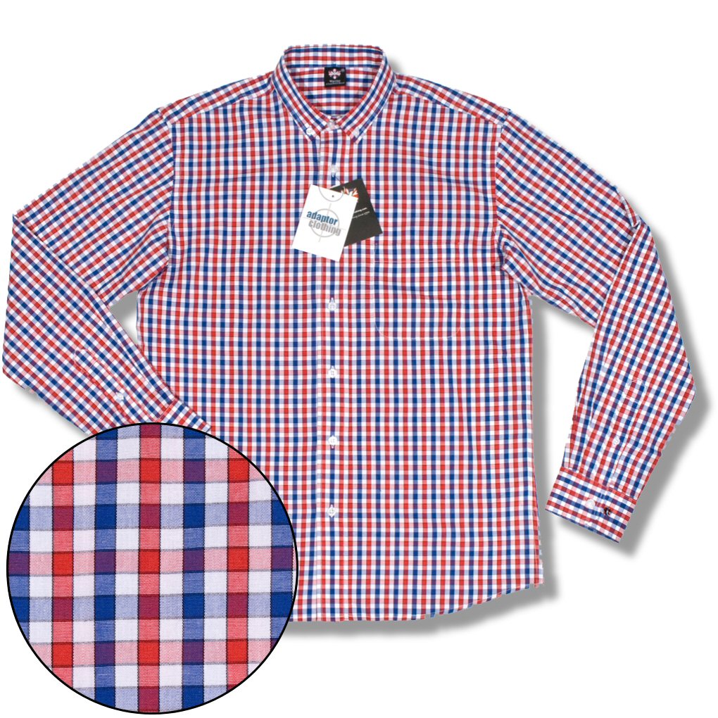 Red white and sales blue button up